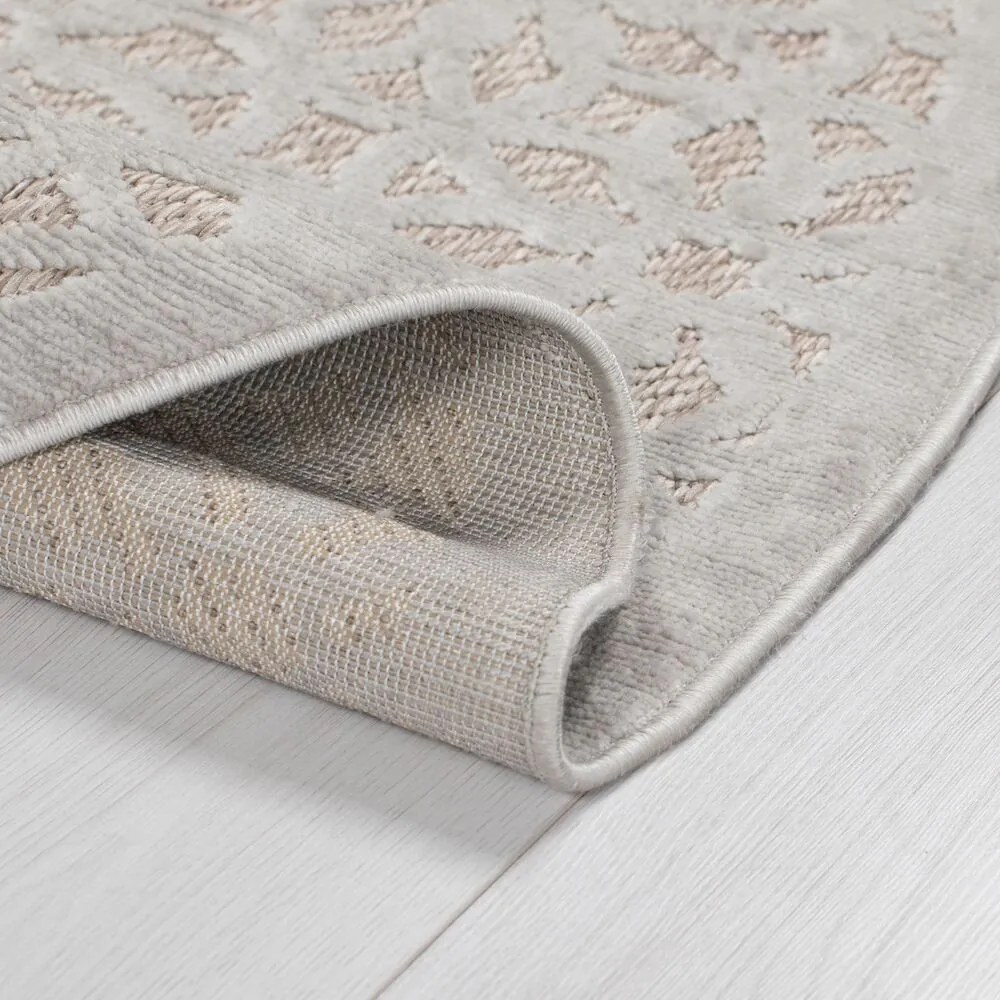 Flair Rugs, Kusový koberec Piatto Argento Silver kruh – na von aj na doma, 160x160 (priemer) kruh, béžová, chodba / predsieň