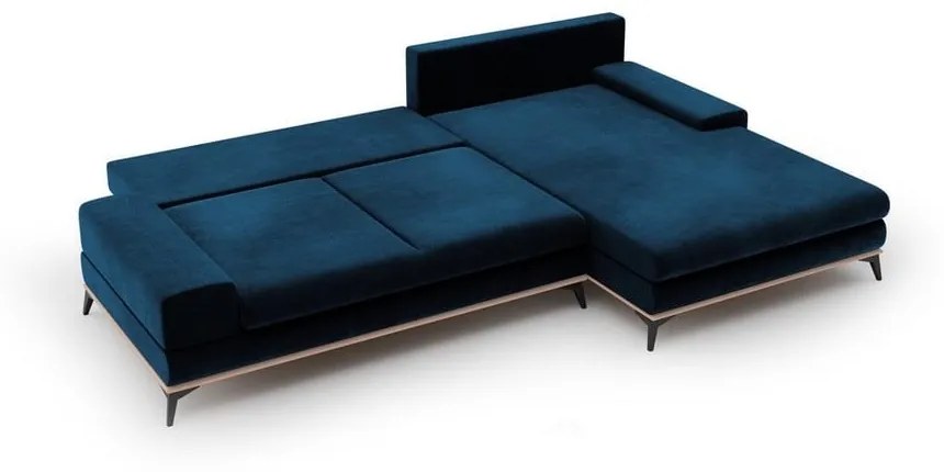 Kráľovskymodrá rozkladacia rohová pohovka so zamatovým poťahom Windsor & Co Sofas Astre, pravý roh