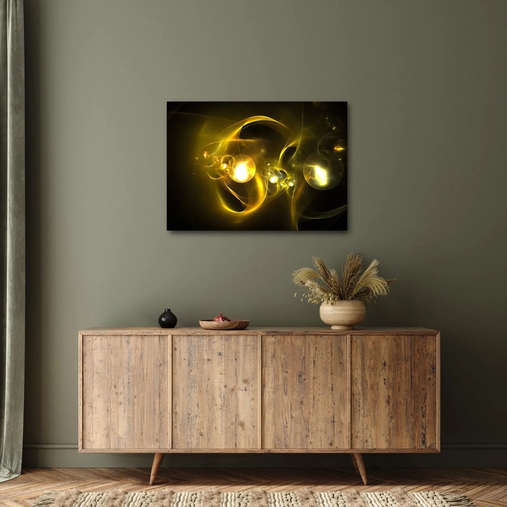 Abstraktný obraz žltých gulí (70x50 cm)
