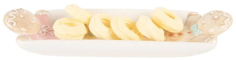 Biela keramická dekoračná miska/tanier s perníčkami - 30*10*5 cm