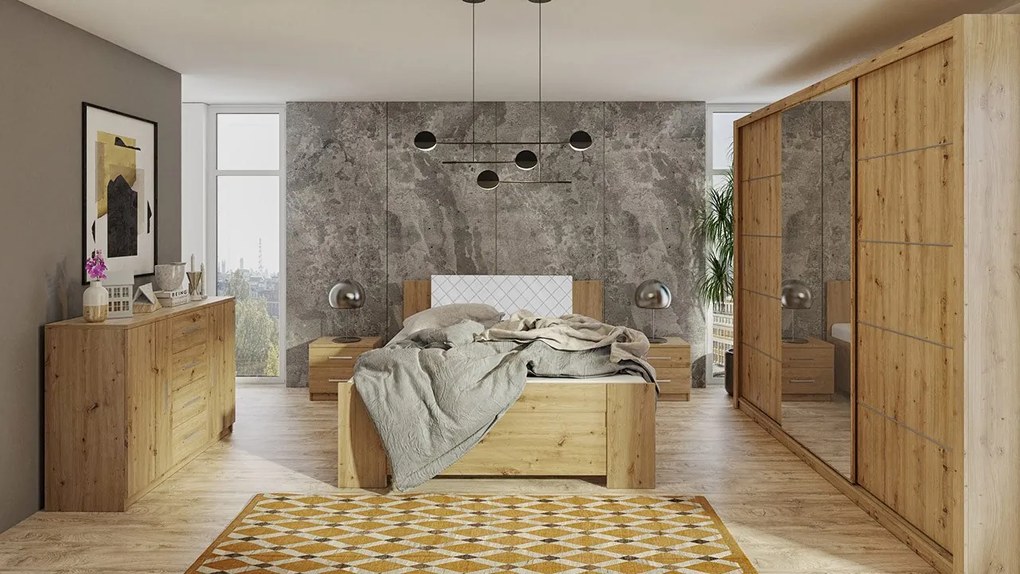 Spálňa Kler IX, Farby: biela / biely + ekokoža soft 011 pik