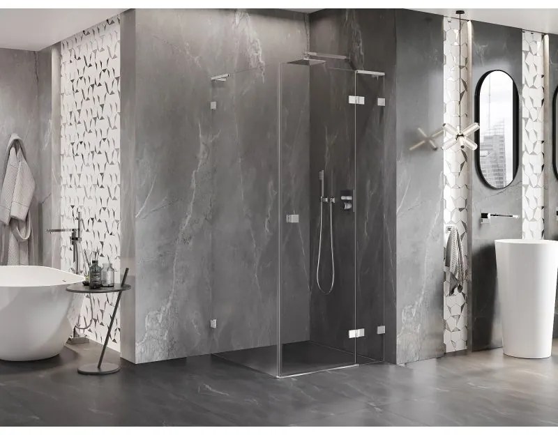 Mexen Lunar, L výklopný sprchový kút pravý 70 x 70 cm, 8mm číre sklo, chrómový profil, 834L-070-070-01-00-P