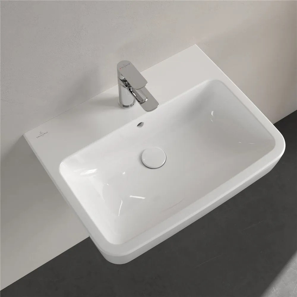 VILLEROY &amp; BOCH O.novo závesné umývadlo s otvorom (zadná a spodná strana brúsená), s prepadom, 600 x 460 mm, biela alpská, s povrchom AntiBac a CeramicPlus, 4A416GT2