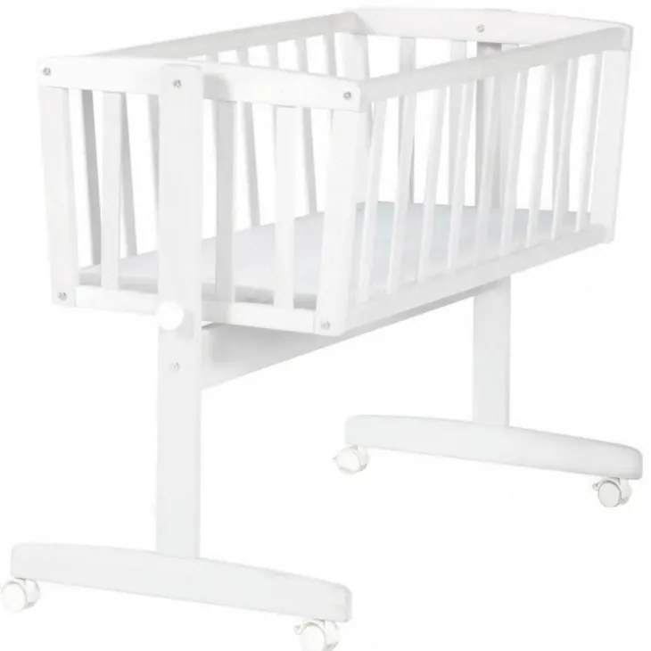 Biela kolíska na kolieskach 40x90 cm – Roba