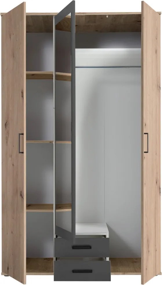 Šatníková skriňa Chicago, 120 cm, dub artisan/antracit