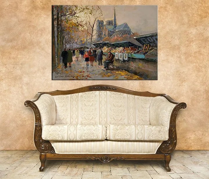 Obraz na plátne BOOK SELLERS ALONG THE SEINE  – Edouard Leon Cortes REP030