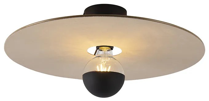 Stropné svietidlo čierne s plochým tienidlom taupe 45 cm - Combi