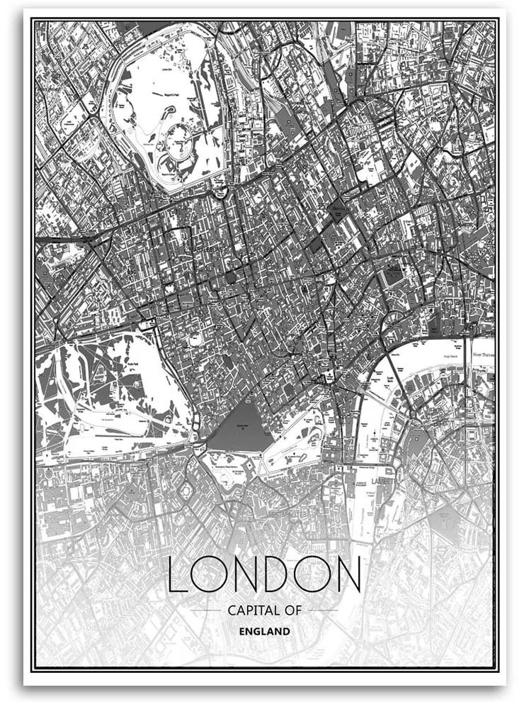 Obraz na plátně Mapa londýnské City - 80x120 cm