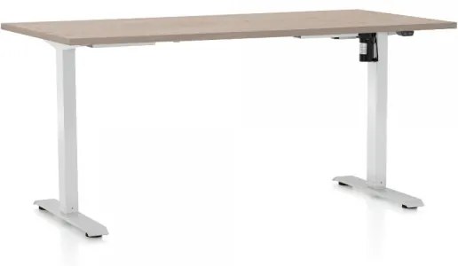 Výškovo nastaviteľný stôl OfficeTech A 160 x 80 cm, biela podnož