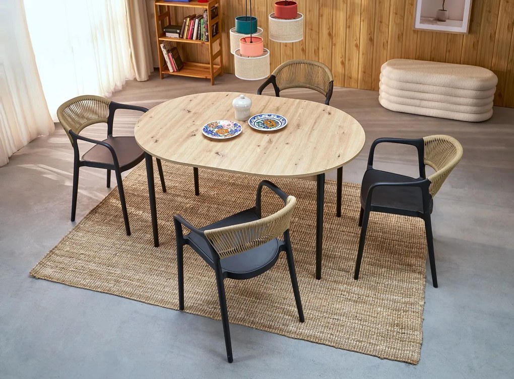 Rozkladací jedálenský stôl Pivot 102/141 cm dub artisan/čierny buk