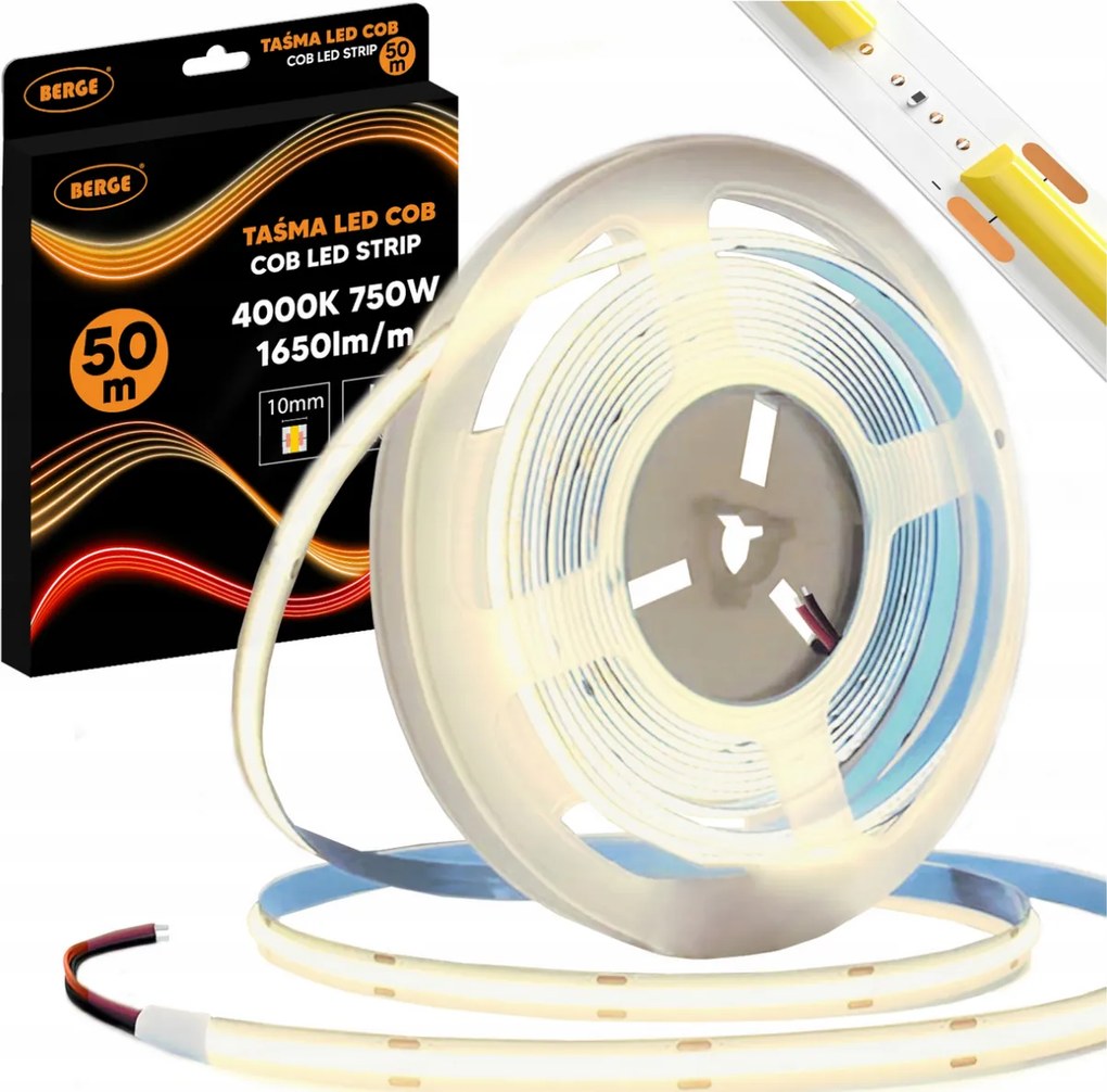 BERGE LED pásik COB Neon 12V - 528D - 15W/m - IP20 - 1650lm - 50m - neutrálna farba