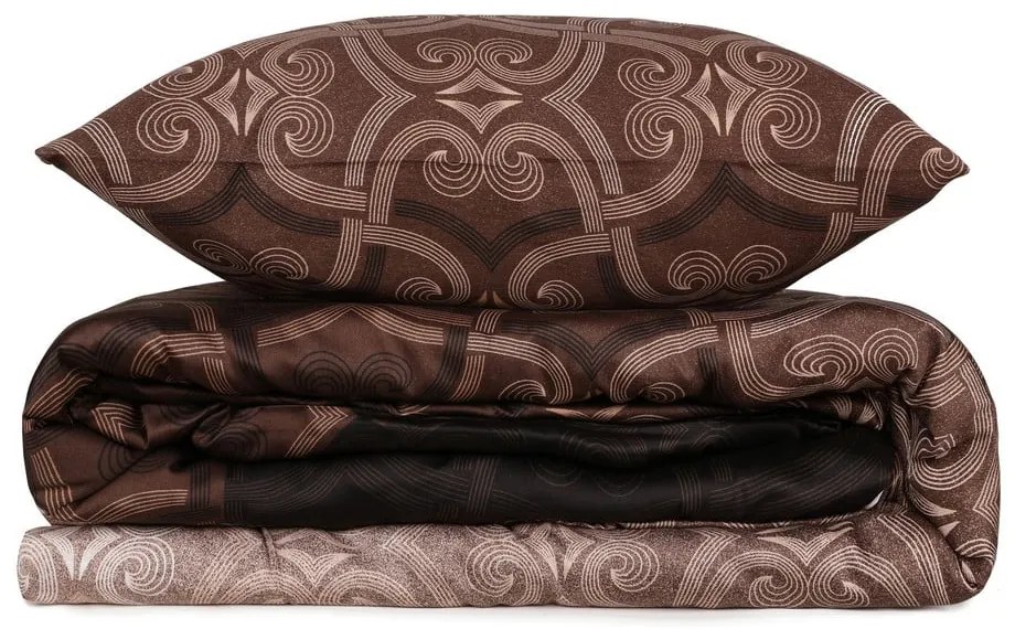 Hnedé obliečky na dvojlôžko z bavlneného saténu 200x200 cm Pandora – Mijolnir