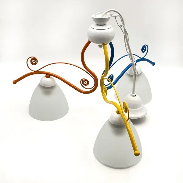 Luster na reťazi RETRO 3xE27/60W/230V biela/pestrofarebná