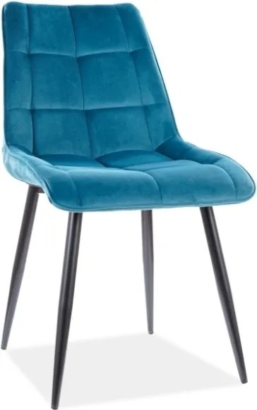 SI Elegantná zamatová stolička tyrkysová