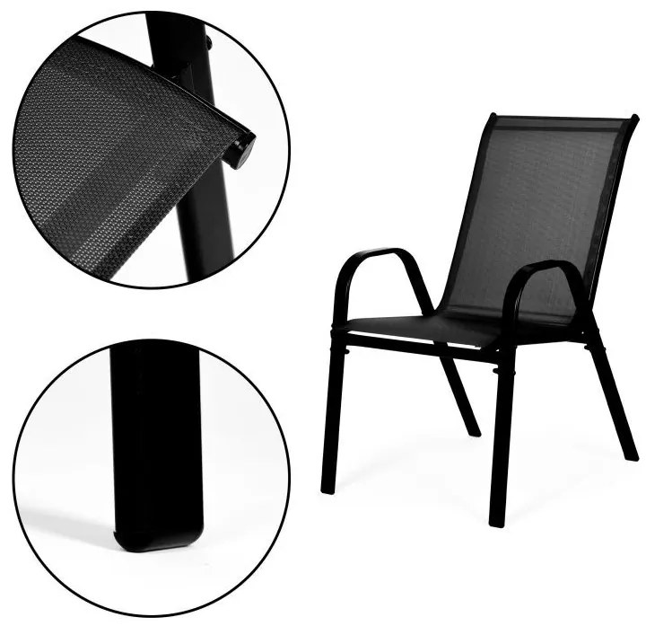 SADA 4 X ZÁHRADNÁ STOLIČKA ALDA ČIERNA