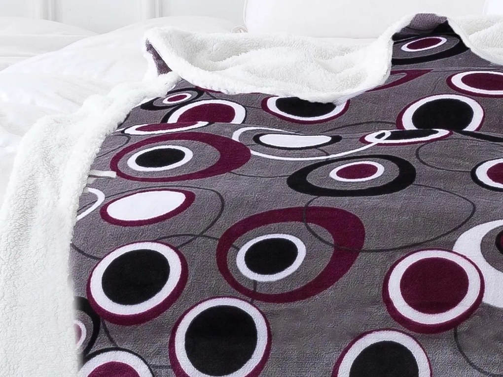 XPOSE® Mikroplyšová deka HEDVIKA s baránkom - sivá/slivková 200x220 cm