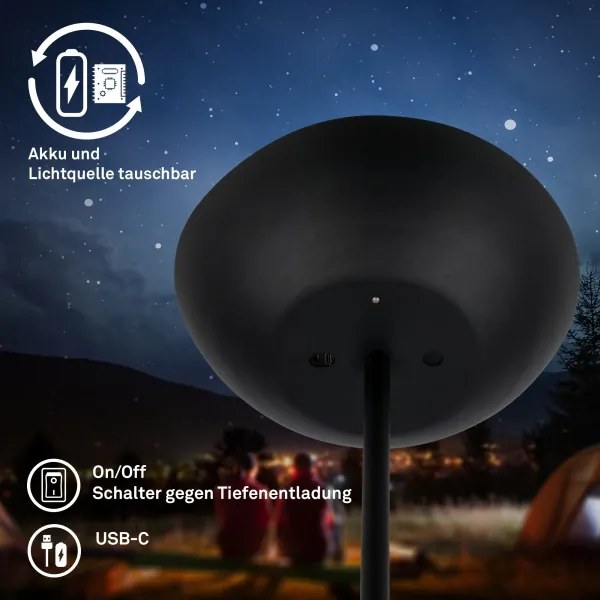 Briloner 1500015 - LED stmievateľná stojaca lampa ESTATE 8W/5V 4000 mAh čierna