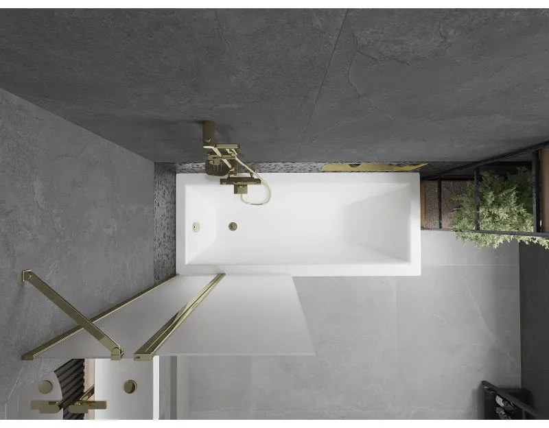 Mexen Flip, vaňová zástena 1-krídlová 80 x 150 cm, otočné krídlo, 6 mm námraza sklo, zlatý profil, 894-080-101-50-30