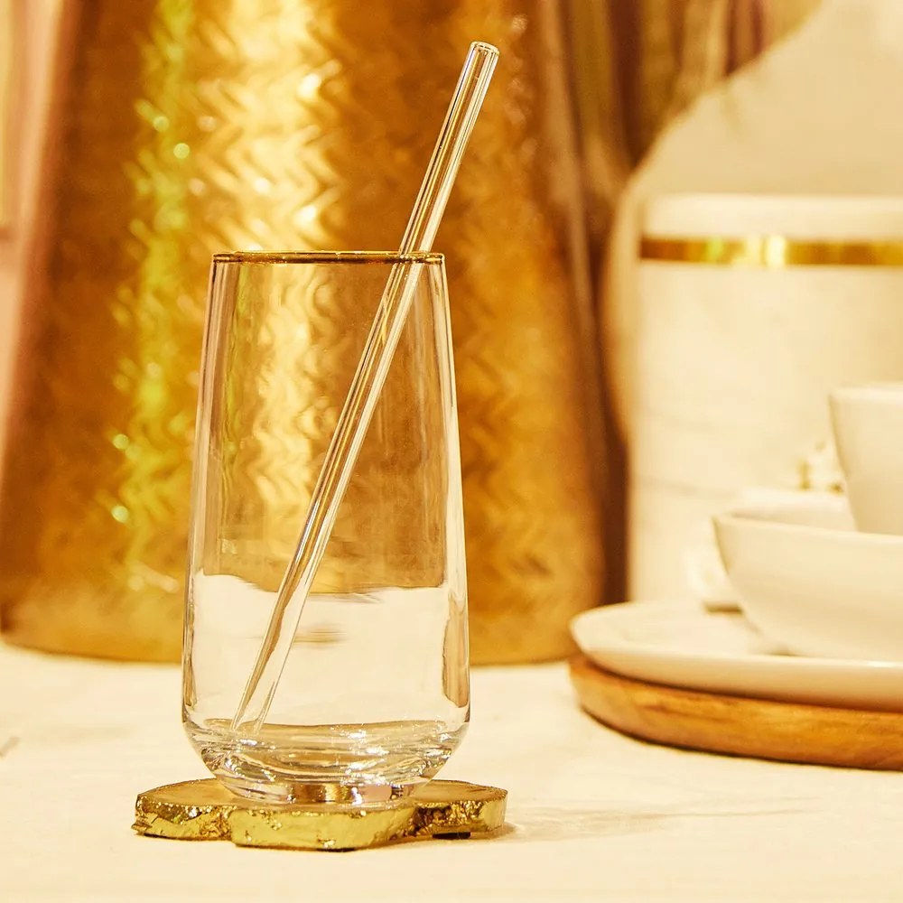 TOUCH OF GOLD Pohár na longdrink so zlatým okrajom 480 ml