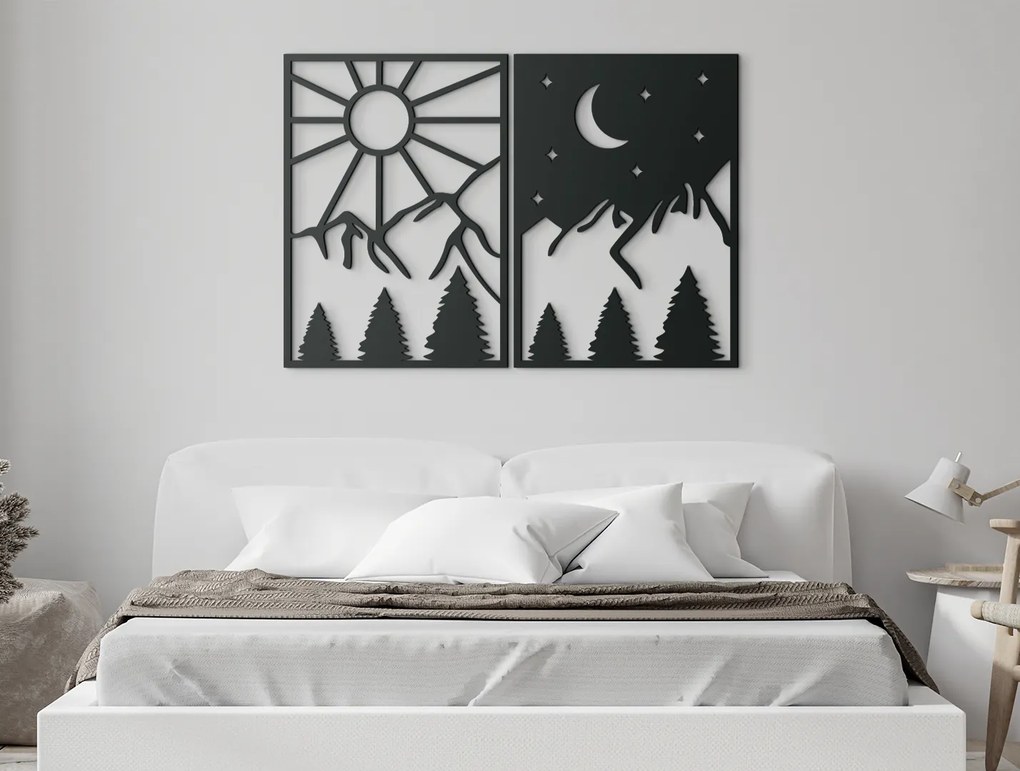 drevko Viacdielny obraz Deň a Noc Rozmer obrazu: 30,5 x 44,5 cm, Farba dekorácie: Čierna