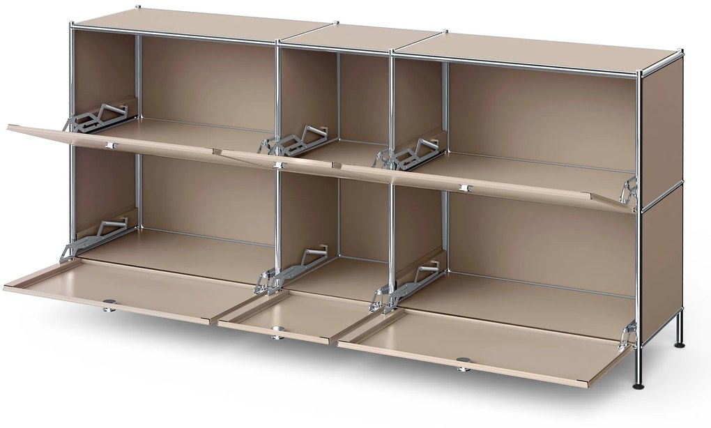 Veľká kovová odkladacia skrinka »CN3« so 6 výklopnými priehradkami, hnedosivá