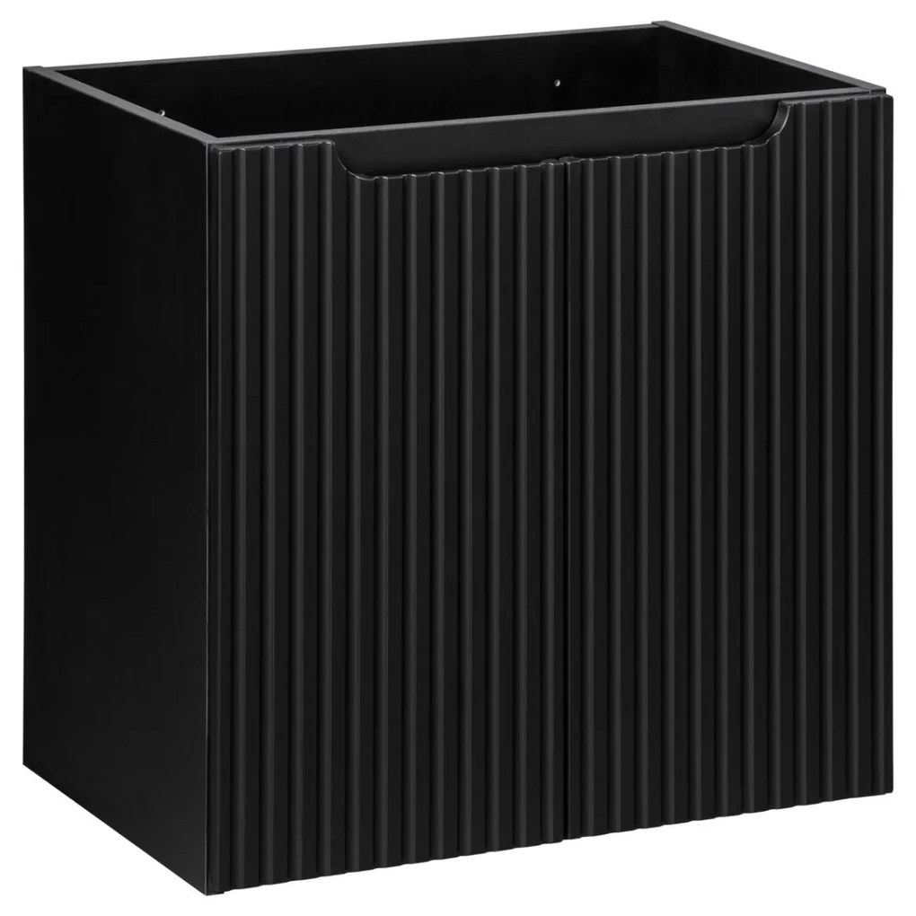 Závesná skrinka Nova Black s doskou a umývadlami 140 cm čierna/dub evoke