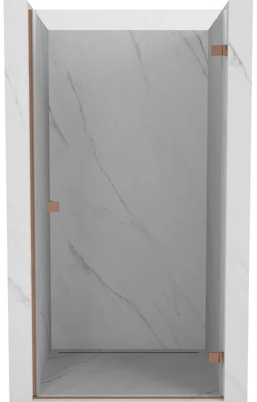 Mexen Lunar-B, výklopné pravé sprchové dvere 85 cm, 8mm číre sklo, medený matný profil, 832-085-000-65-00-P