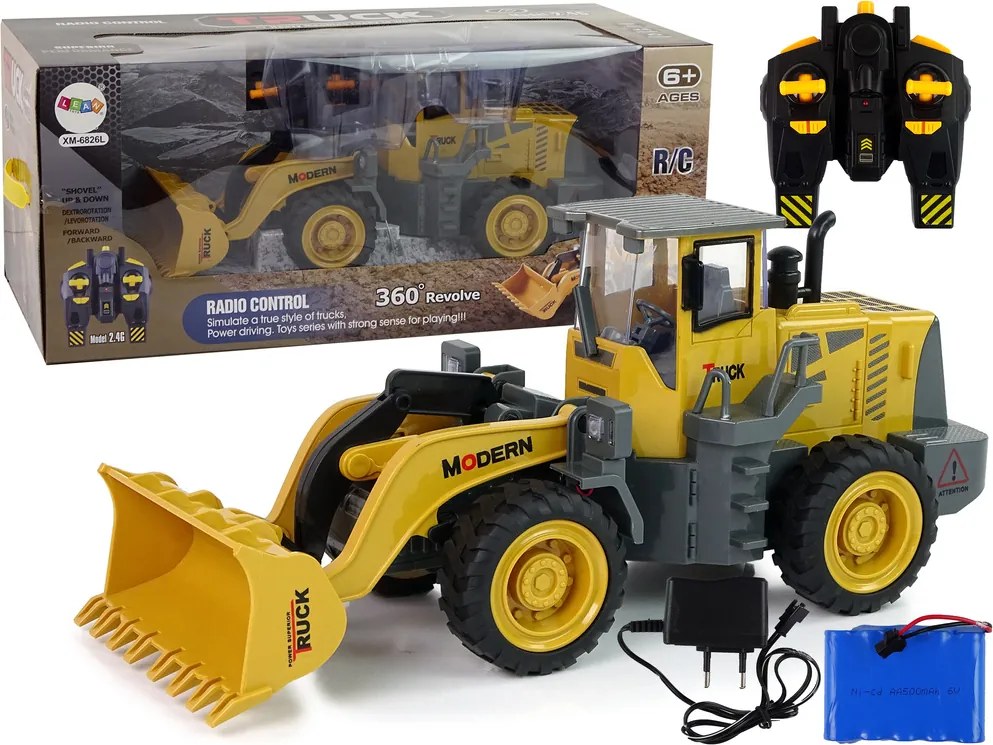 LEAN Toys Obrovské r/c nakladačové rýpadlo s LED osvetlením, diaľkovo ovládané, s akumulátorom