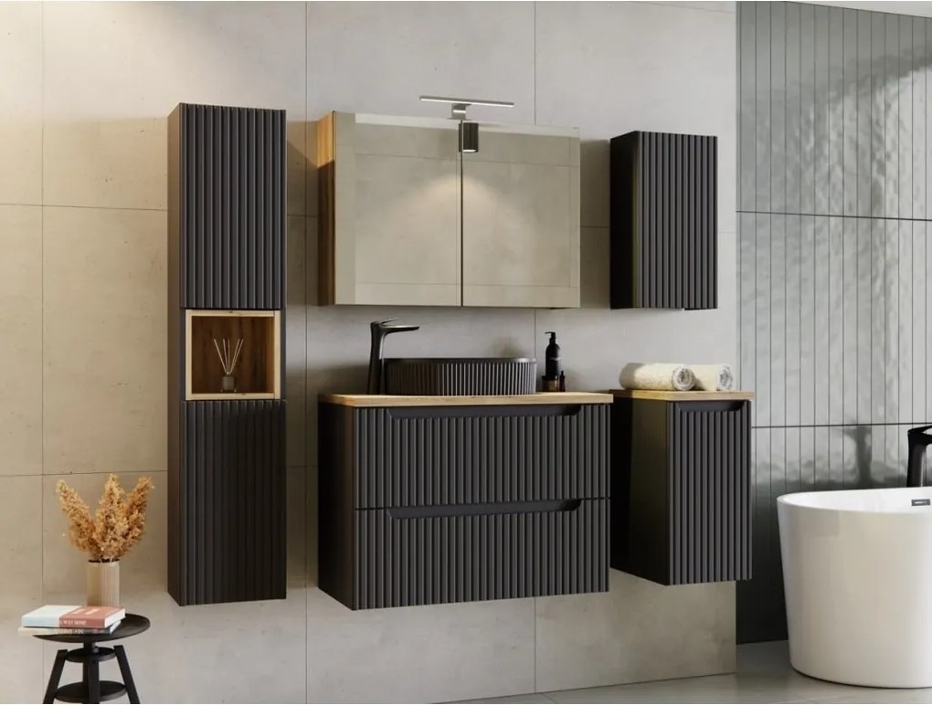 Horná kúpeľňová skrinka Nova Black D 83-20-1D čierna