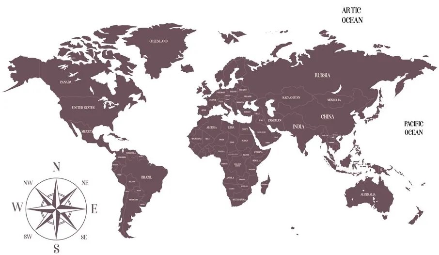 Samolepiaca tapeta decentná mapa v hnedom odtieni