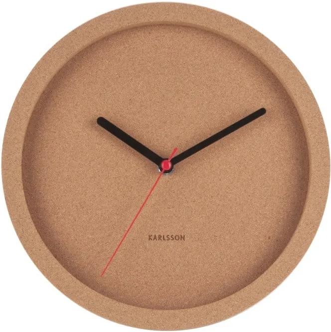 Hnedé nástenné korkové hodiny Karlsson Tom, ⌀ 26 cm