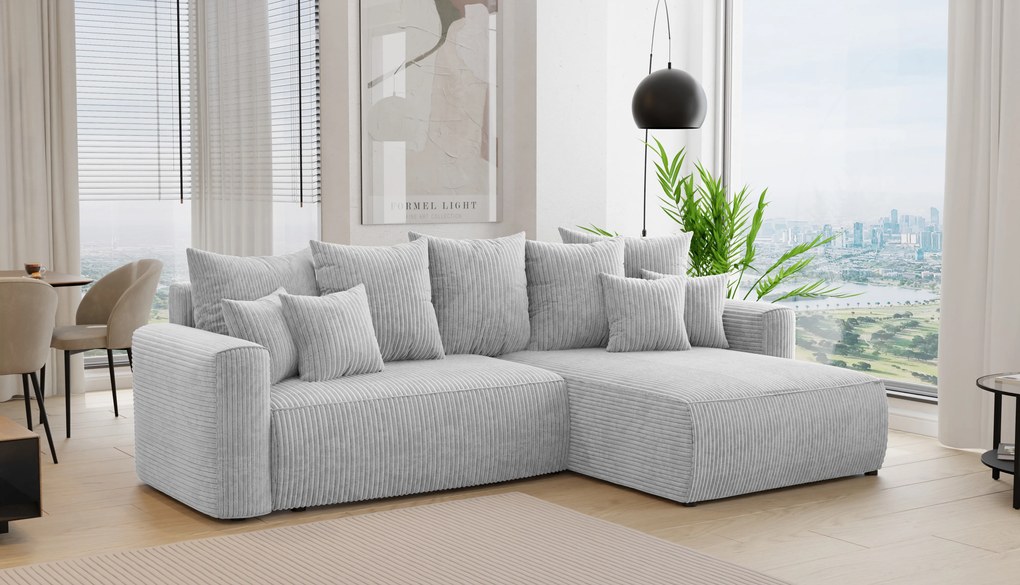 Rohová sedačka Baria (P) (svetlosivá). Akcia -20%. Vlastná spoľahlivá doprava až k Vám domov. 1133098