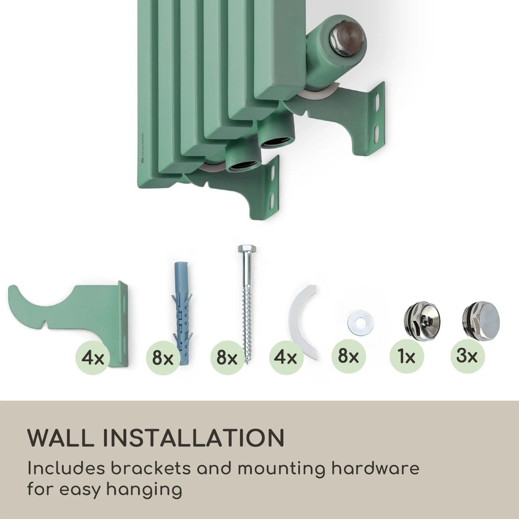 Blumfeldt Delgado, 120 x 25, radiátor, kúpeľňový radiátor, rúrkový radiátor, 508W, teplá voda, 1/2