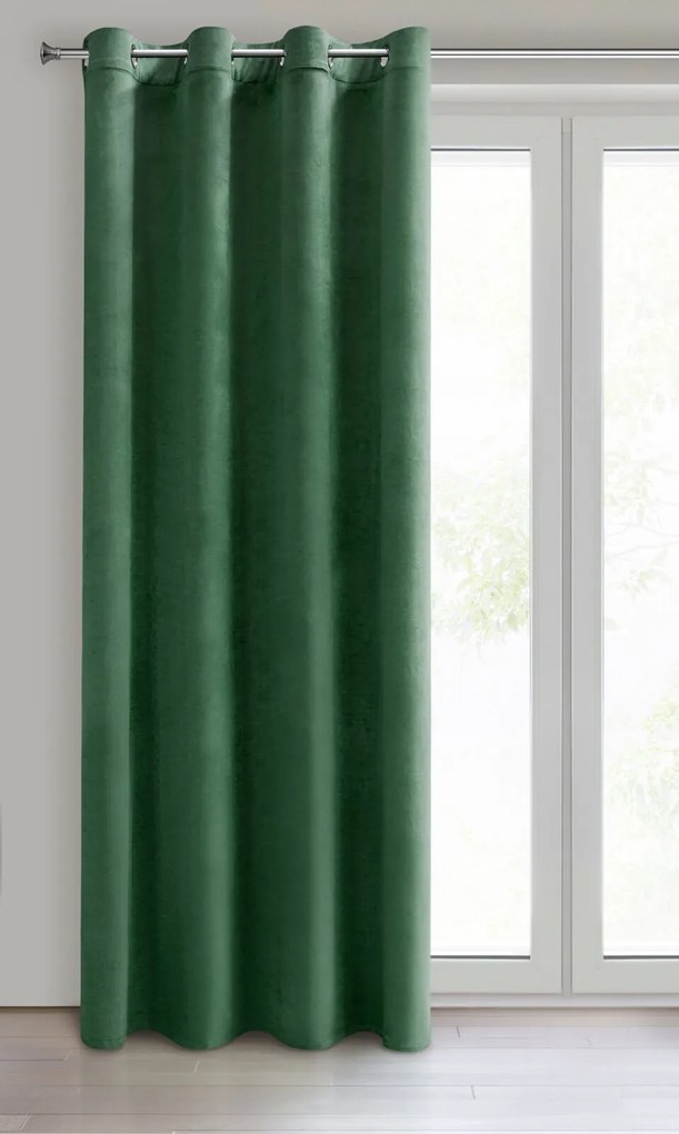 ZATEMŇOVACÍ ZÁVES NA KRÚŽKOCH DARLA SADA 2KS 140X250 CM TMAVOZELENÁ