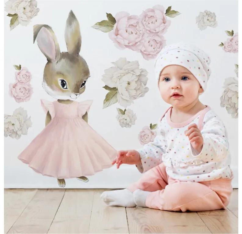 Gario Detská nálepka na stenu Pastel bunnies - zajačik v sukni Rozmery: L