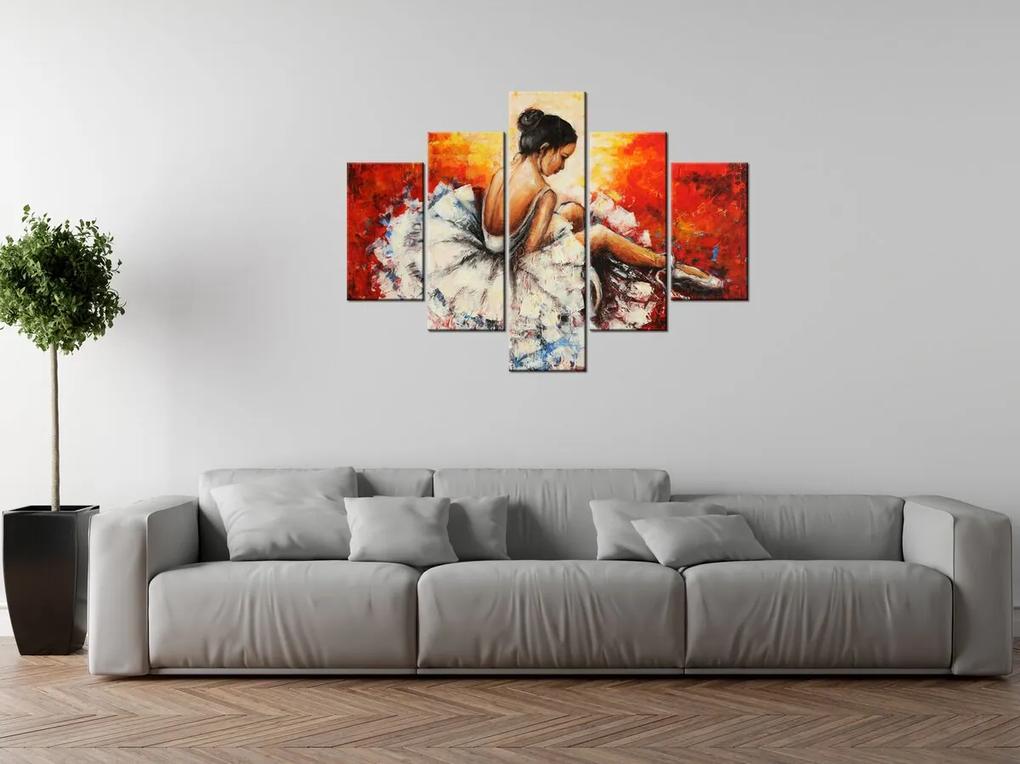 Gario Ručne maľovaný obraz Unavená baletka - 5 dielny Rozmery: 100 x 70 cm
