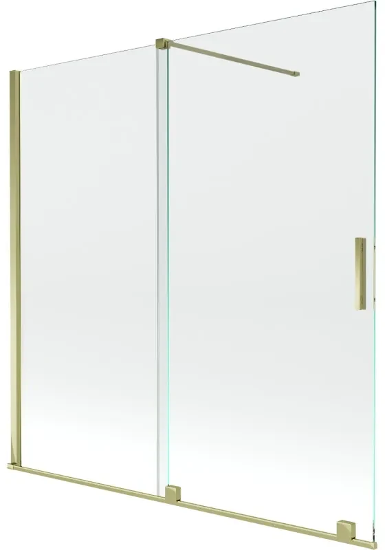 Mexen Velar vaňová zástena dvojkrídlová Posuvný 160 x 150 cm, Priehľadné, zlatý - 896-160-000-01-50
