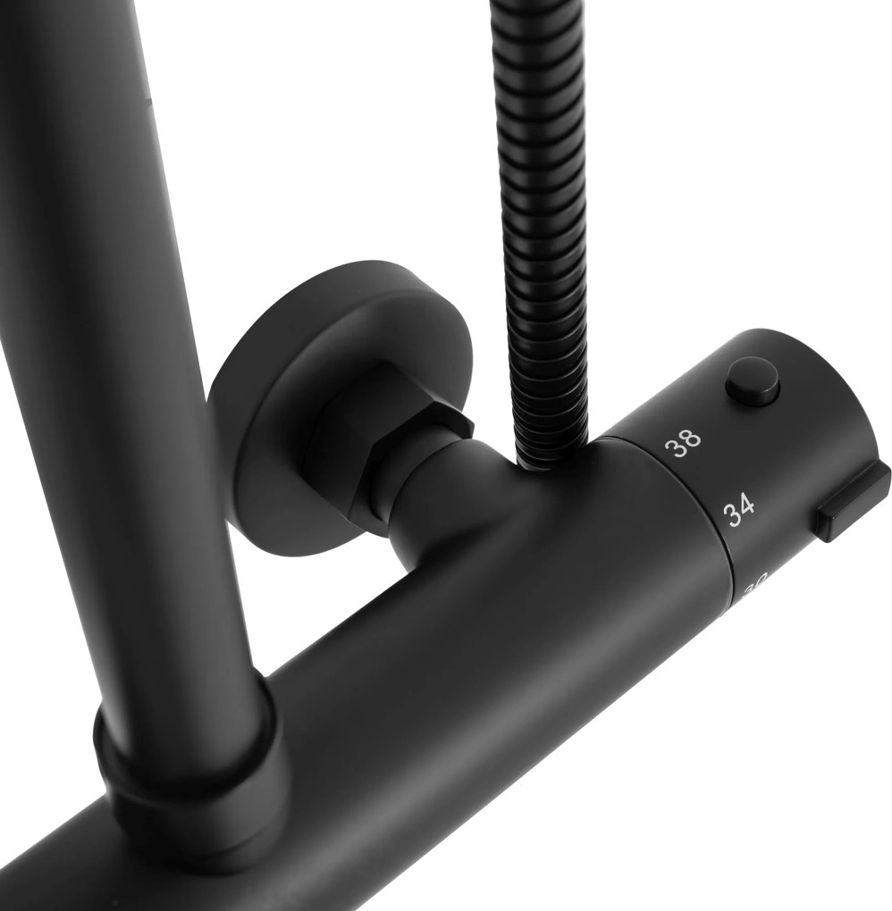 Rea Bliss, termostatická sprchová sada s hornou dažďovou sprchou, čierna, REA-P8804