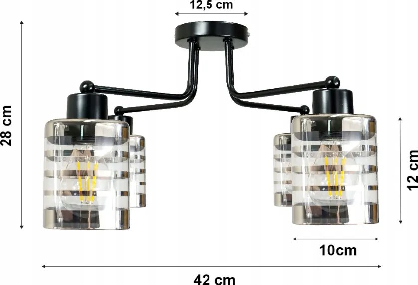 BERGE Závesná lampa DRON 4xE27 - SKLENENÁ KOCKA