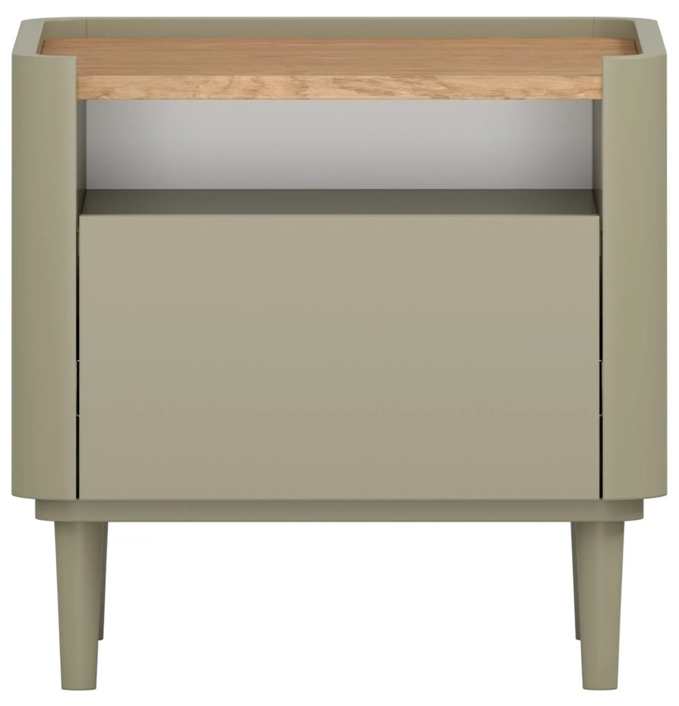 Nočný stolík Elivo 50 cm so zásuvkou na nožičkách - eukalyptus / dub baltic dune