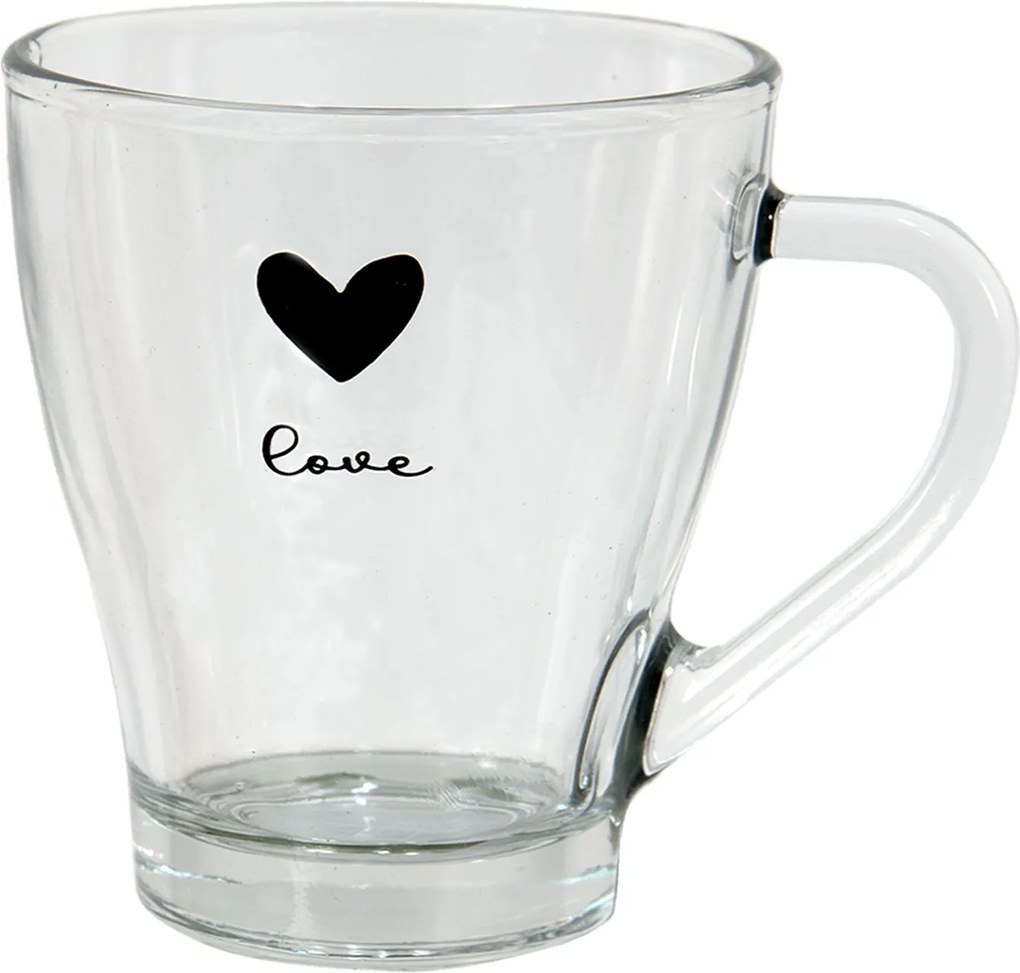 Sklenený hrnček Love - 11*8*10 cm / 200 ml