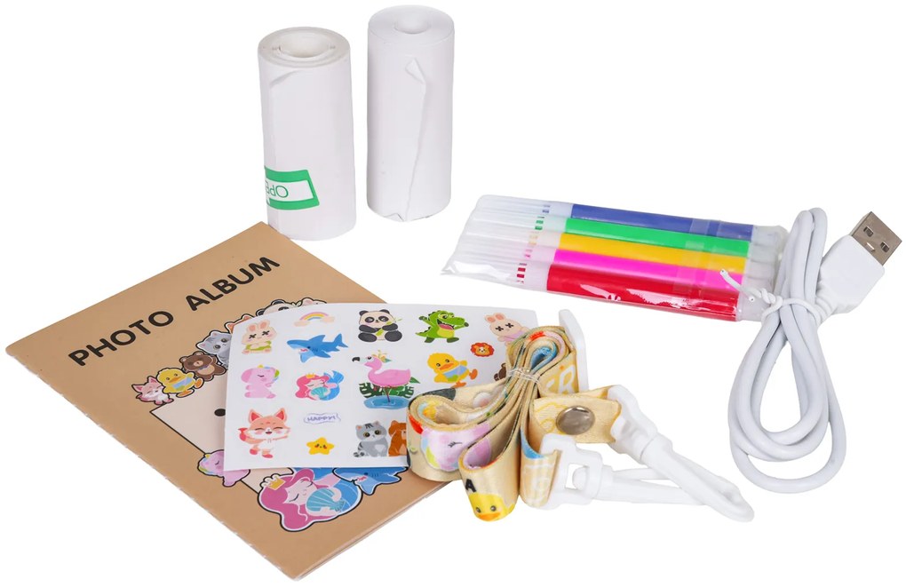 Detský fotoaparát s tlačiarňou – Medveď alebo Kačka + fixky a nálepky Tvar: Kačka