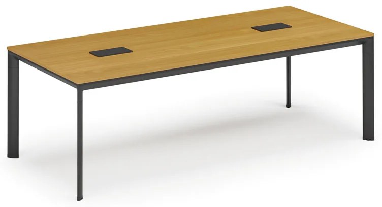 Rokovací stôl PRIMO INVITATION, 240x120 cm, buk + 2x stolná zásuvka TYP III, čierna
