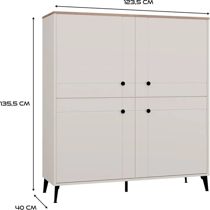 Komoda Point 123 cm dub Castello/kašmírová
