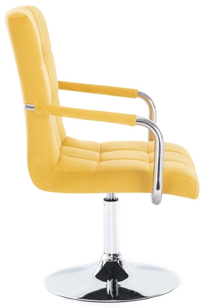 LuxuryForm DESIGN Stolička VERONA VELUR na striebornom tanieri - žltá