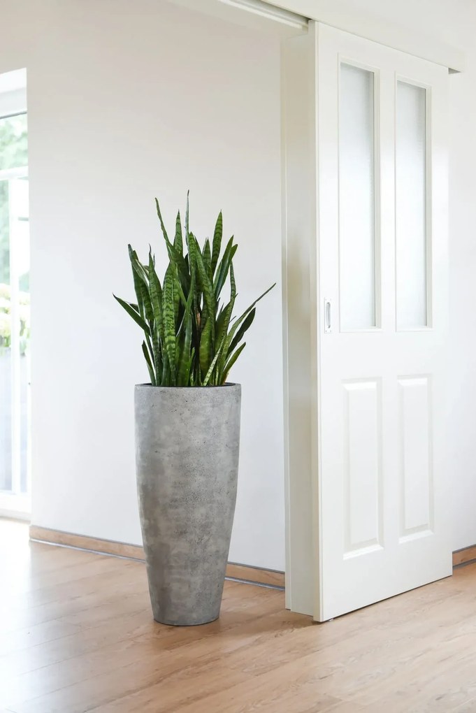 Kvetináč CITY, sklolaminát, výška 80 cm, betón design, sivý