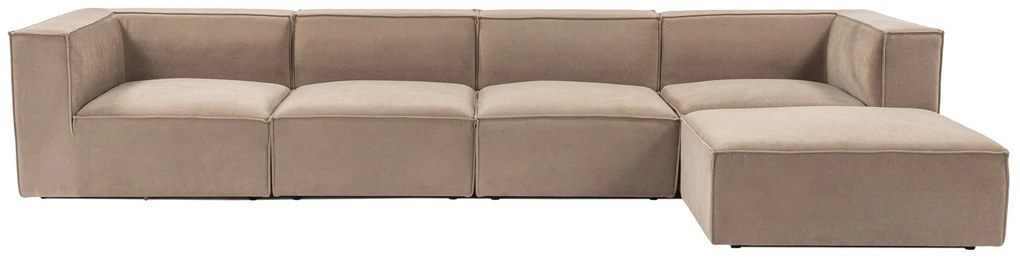Rohová pohovka Sora s rámom zo 100% hrabového dreva 430 x 102 cm, pravá, kapučínová
