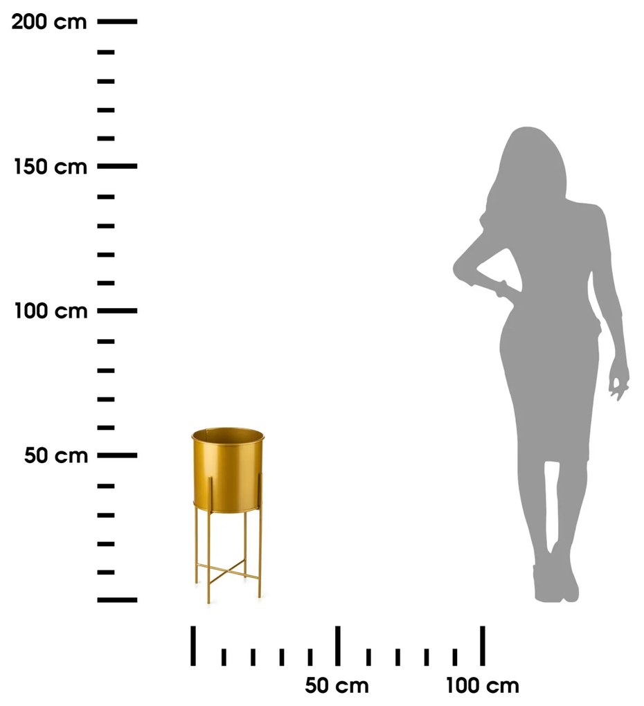KOVOVÝ KVETINÁČ SO STOJANOM GOLDEN 55X21 CM ZLATÁ