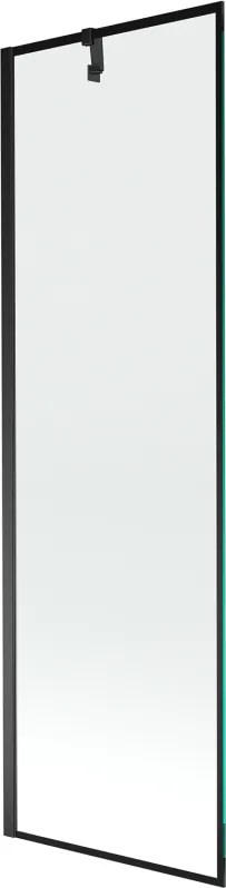 Mexen Next, vaňová zástena 1-krídlová 60 x 150 cm, fixné krídlo, 6 mm číre sklo s čiernym vzorom, čierny profil, 895-060-000-00-70-70