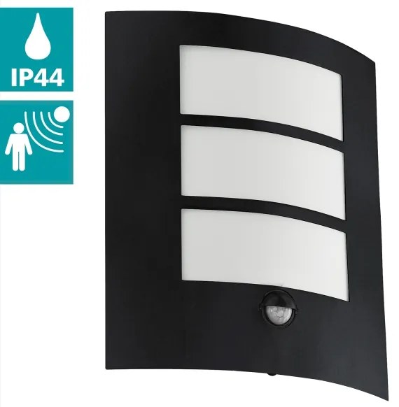 Eglo 99568 - Vonkajšie nástenné svietidlo so senzorom CITY 1xE27/40W/230V IP44
